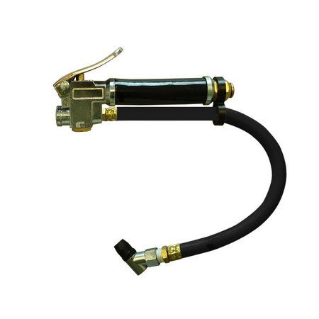 Interstate Pneumatics Heavy Duty Inflator 10-120 PSI w/ 12 Inch Black Steel Braided Hose Whipend & Chuck TF5135W